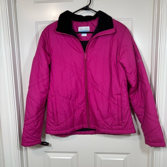 Columbia Zip Up Fuchsia Quilted Puffer Jacket Women's Size L Winter Ski - Picture 1 of 8